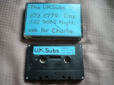 The 21/11/77 demo cassette was used to secure gigs. This copy is   from the collection of Dave Burdon. Click image to enlarge