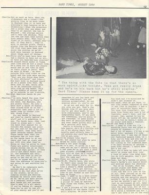 Hard Times Vol 1 No 1 (August 1984) Charlie Harper Interview p12