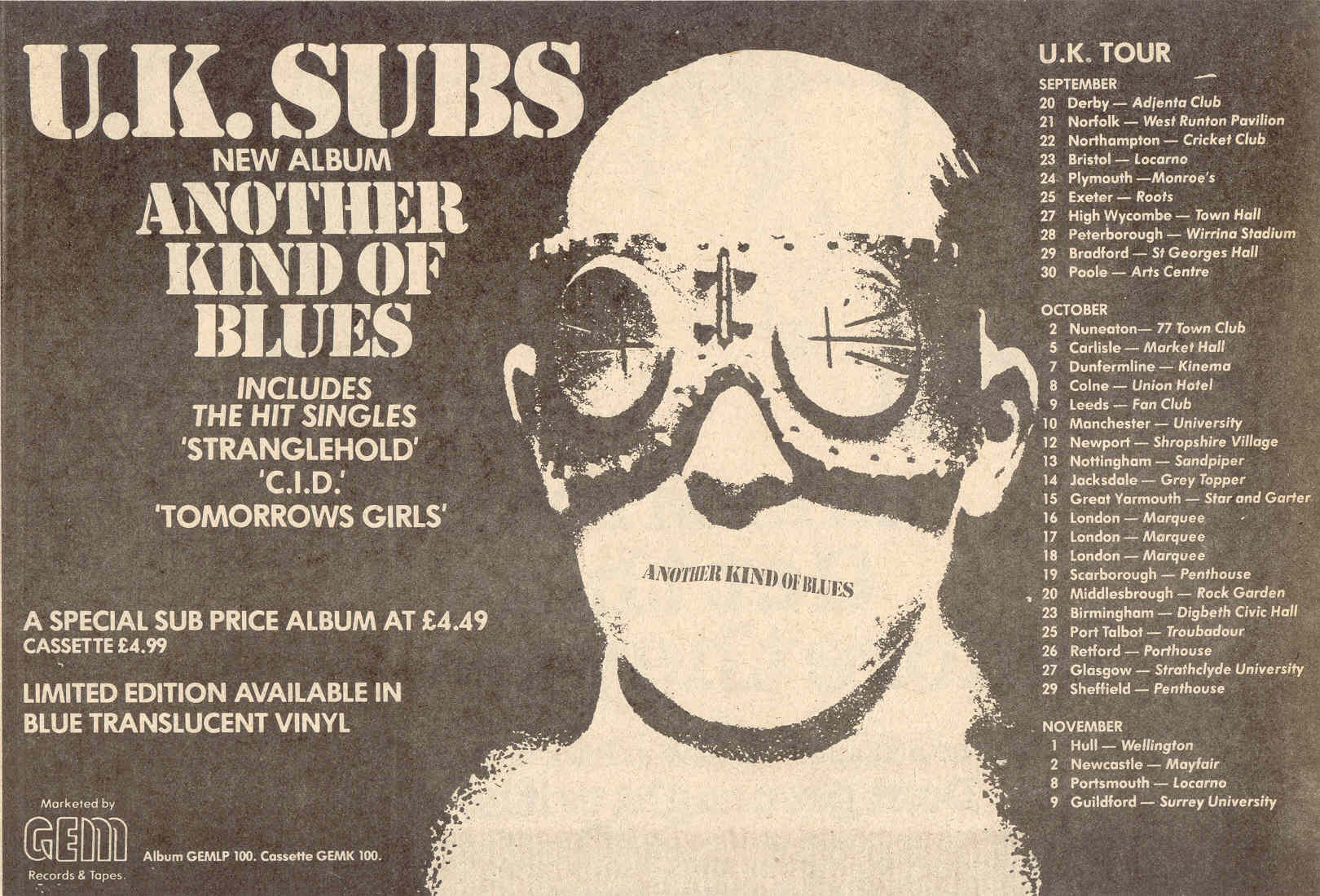 Uk Subs Another Kind Of Blues autorizzato Uomo maglietta Uk Subs Another Kind Of Blues autorizzato Uomo maglietta
