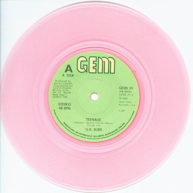 Pink vinyl solid centre A-side