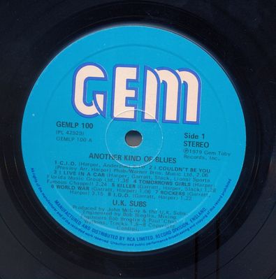 Black vinyl, blue label side 1